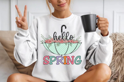 Hello Spring Umbrella Sublimation Png Product Image 1