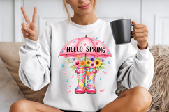 Hello Spring Umbrella Sublimation Png Product Image 1