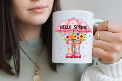 Hello Spring Umbrella Sublimation Png Product Image 3