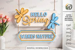 Hello Spring Wall Decors Bundle Laser Cut. Wall Hanger SVG Product Image 2