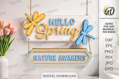 Hello Spring Wall Decors Bundle Laser Cut. Wall Hanger SVG Product Image 2
