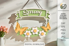 Hello Spring Wall Decor Laser Cut. Spring Wall Hanger SVG Product Image 1
