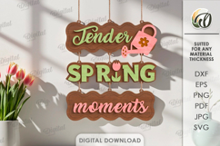 Hello Spring Wall Decor Laser Cut. Spring Wall Hanger SVG Product Image 1