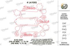 Hello Spring Wall Decor Laser Cut. Spring Wall Hanger SVG Product Image 2