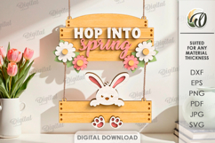 Hello Spring Wall Decor Laser Cut. Spring Wall Hanger SVG Product Image 1