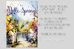 Hello Spring Garden Flag Sublimation Design, Pretty Gate d4 Product Image 2