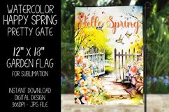 Hello Spring Garden Flag Sublimation Design, Pretty Gate d5 Product Image 1