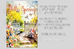Hello Spring Garden Flag Sublimation Design, Pretty Gate d5 Product Image 2