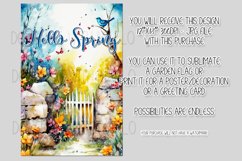Hello Spring Garden Flag Sublimation Design, Pretty Gate d6 Product Image 2