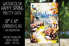 Hello Spring Garden Flag Sublimation Design, Pretty Gate d7 Product Image 1