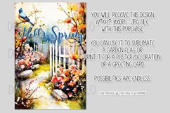 Hello Spring Garden Flag Sublimation Design, Pretty Gate d7 Product Image 2