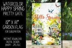 Hello Spring Garden Flag Sublimation Design, Pretty Gate d8 Product Image 1