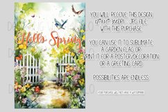 Hello Spring Garden Flag Sublimation Design, Pretty Gate d8 Product Image 2