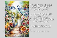 Hello Spring Garden Flag Sublimation Design, Pretty Gate d10 Product Image 2