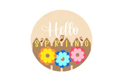 Flowers Hello Spring, Porch Sign Laser Cut SVG Template Product Image 2