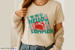 Hello Summer Crab Summer Beach SVG PNG T Shirt Design Product Image 4