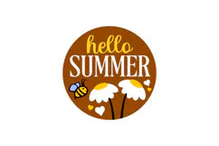 Bee and Flower Hello Summer Round Sign Laser Cut SVG Design Product Image 2