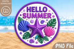 Hello Summer PNG - Round Summer Coaster Design Product Image 1