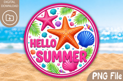 Hello Summer PNG - Round Summer Coaster Design PNG Product Image 1