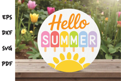 Hello Summer Round Sign SVG Product Image 3