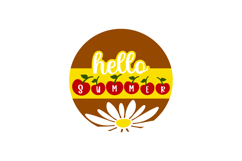 Hello Summer Round Sign Laser Cut SVG Template Design Product Image 2