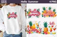 Hello Summer PNG Clipart | Tropical Shirt Sublimation Product Image 1