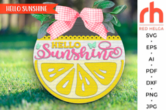 hello sunshine svg, lemon sign svg, summer hanger svg, lemonade sign svg, welcome sign svg, wood sign dxf, fruit door sign svg, round hanging sign, laser cut file, layered sign svg, backyard sign svg, farm sign svg, countryside sign svg, fruit door decor