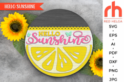 hello sunshine svg, lemon sign svg, summer hanger svg, lemonade sign svg, welcome sign svg, wood sign dxf, fruit door sign svg, round hanging sign, laser cut file, layered sign svg, backyard sign svg, farm sign svg, countryside sign svg, fruit door decor