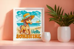 Hello Sunshine Sublimation | Cute Horse on the Beach Print Product Image 3