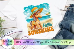 Hello Sunshine Sublimation | Cute Horse on the Beach Print Product Image 1