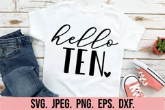 Hello Ten SVG - 10th Birthday Girl SVG - Tenth Hello 10 SVG Product Image 3