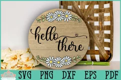 Hello There Door Sign Farmhouse Round Door Hanger