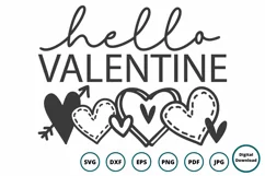 Valentine SVG | Hello Valentine SVG | Heart SVG Product Image 1