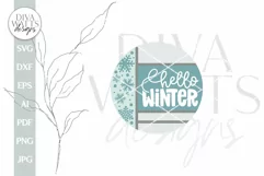 Hello Winter SVG Door Hanger SVG Winter Door Hanger svg Product Image 2