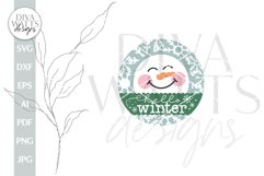 Hello Winter SVG Christmas Door Hanger SVG Winter Door Sign Product Image 2
