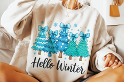 Hello Winter PNG, Christmas PNG, Coquette Winter PNG, Cozy Product Image 1