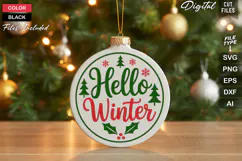Hello Winter SVG | Christmas Round Sign SVG | Xmas SVG Product Image 1