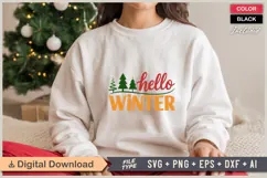 Hello Winter SVG | Christmas SVG | Holiday SVG | Xmas SVG Product Image 1