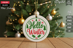 Hello Winter SVG | Christmas Round Sign SVG | Xmas SVG Product Image 2