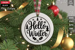 Hello Winter SVG | Christmas Round Sign SVG | Xmas SVG Product Image 3