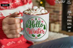 Hello Winter SVG | Christmas Round Sign SVG | Xmas SVG Product Image 5