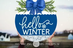 Hello Winter SVG Door Hanger SVG Winter Door Hanger svg Product Image 1