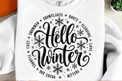 Hello Winter PNG | Snowflake Typography Cozy Winter Sublimat Product Image 2