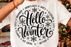 Hello Winter PNG | Snowflake Typography Cozy Winter Sublimat Product Image 3
