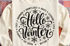 Hello Winter PNG | Snowflake Typography Cozy Winter Sublimat Product Image 4