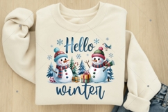 Hello Winter PNG, Retro Hello Winter, Christmas PNG, Winter Product Image 1