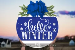 Hello Winter SVG Door Hanger SVG Winter Door Hanger svg Product Image 1