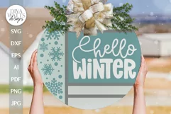 Hello Winter SVG Door Hanger SVG Winter Door Hanger svg Product Image 1