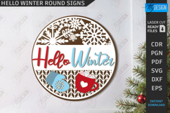 Hello Winter Round Signs Laser Cut Bundle, Porch Decor SVG Product Image 4