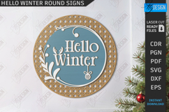 Hello Winter Round Signs Laser Cut Bundle, Porch Decor SVG Product Image 6